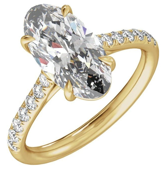 14K Yellow Or White Gold Oval 9.8 X 4.9 Mm Vs2, E-F Polished 1 1/3 Ctw Lab-Grown Diamond Engagement Ring Size 7