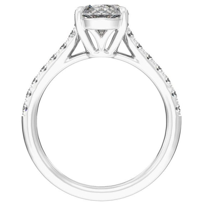 14K White Gold Oval 12.1 X 6.05 Mm Vs2, E-F Polished 2 1/3 Ctw Lab-Grown Diamond Engagement Ring Size 7