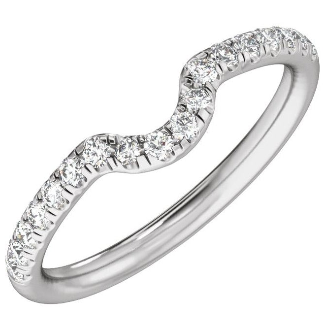 14K White Gold Oval All Sizes Vs2, E-F Polished 1/3 Ctw Lab-Grown Diamond Band Size 7