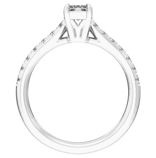14K White Gold Radiant 8.6 X 4.3 Mm Vs2, E-F Polished 1 1/3 Ctw Lab-Grown Diamond Engagement Ring Size 7