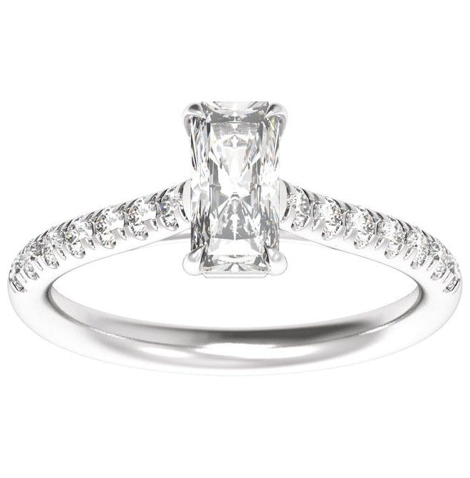 14K White Gold Radiant 8.6 X 4.3 Mm Vs2, E-F Polished 1 1/3 Ctw Lab-Grown Diamond Engagement Ring Size 7
