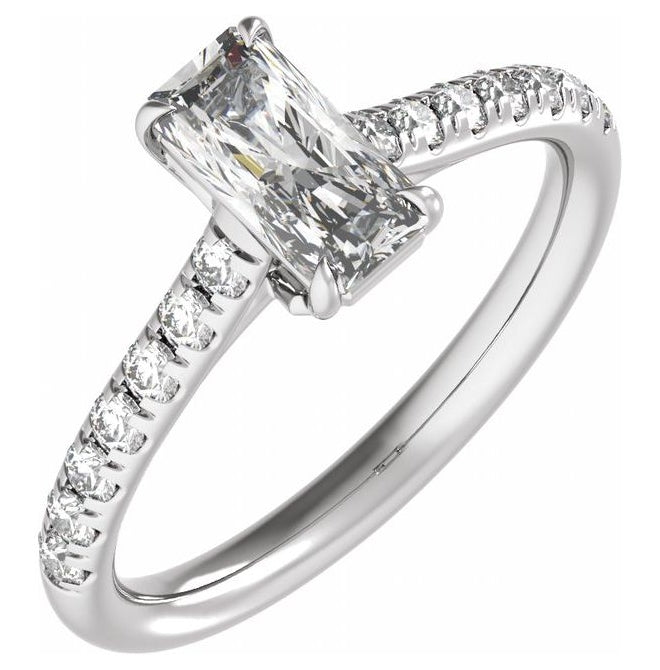 14K White Gold Radiant 8.6 X 4.3 Mm Vs2, E-F Polished 1 1/3 Ctw Lab-Grown Diamond Engagement Ring Size 7