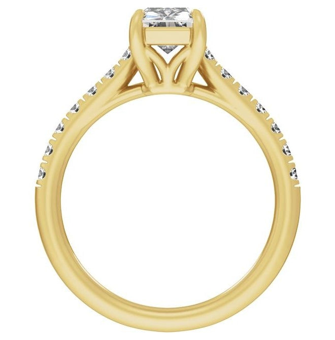 14K Yellow Gold Radiant 11 X 5.5 Mm Vs2, E-F Polished 2 1/3 Ctw Lab-Grown Diamond Engagement Ring Size 7