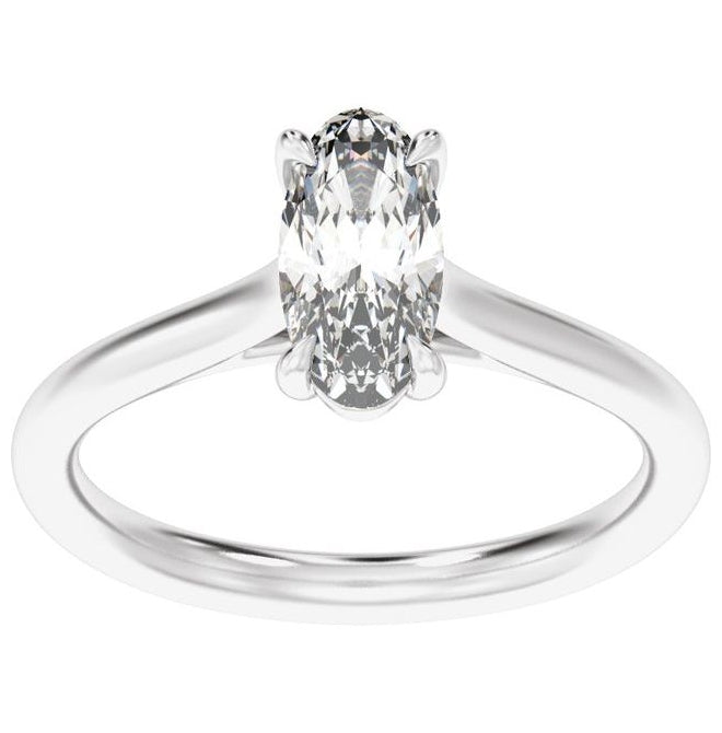 14K Yellow Or White Gold Oval 9.8 X 4.9 Mm Polished 1 Ctw Lab-Grown Diamond Engagement Ring Size 7