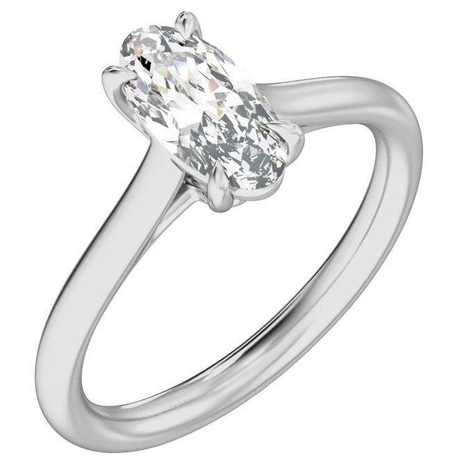 14K Yellow Or White Gold Oval 9.8 X 4.9 Mm Polished 1 Ctw Lab-Grown Diamond Engagement Ring Size 7