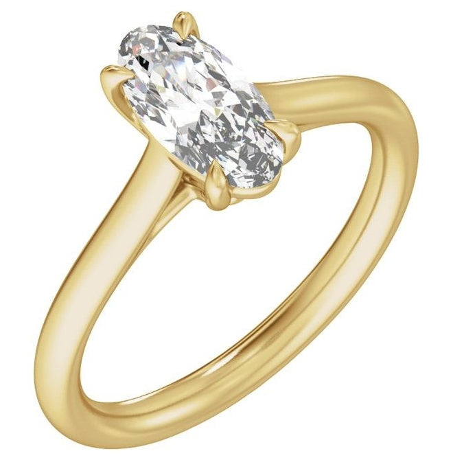 14K Yellow Or White Gold Oval 9.8 X 4.9 Mm Polished 1 Ctw Lab-Grown Diamond Engagement Ring Size 7