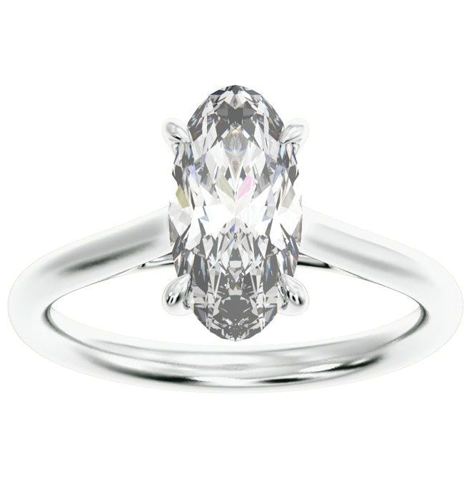 14K Yellow Or White Gold Or Platinum Oval 12.1 X 6.05 Mm Polished 2 Ctw Lab-Grown Diamond Engagement Ring Size 7