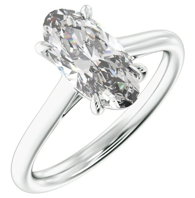 14K Yellow Or White Gold Or Platinum Oval 12.1 X 6.05 Mm Polished 2 Ctw Lab-Grown Diamond Engagement Ring Size 7