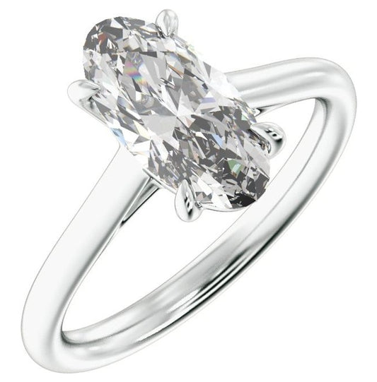 14K Yellow Or White Gold Or Platinum Oval 12.1 X 6.05 Mm Polished 2 Ctw Lab-Grown Diamond Engagement Ring Size 7