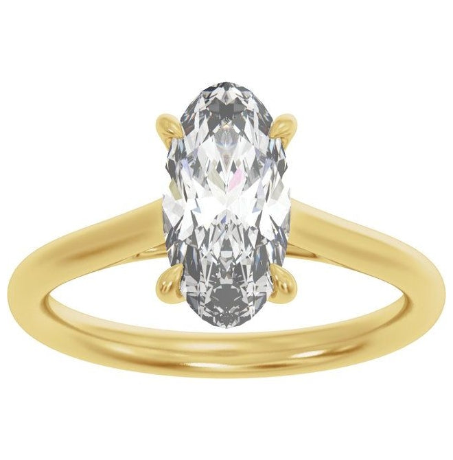 14K Yellow Or White Gold Or Platinum Oval 12.1 X 6.05 Mm Polished 2 Ctw Lab-Grown Diamond Engagement Ring Size 7
