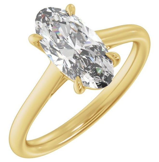 14K Yellow Or White Gold Or Platinum Oval 12.1 X 6.05 Mm Polished 2 Ctw Lab-Grown Diamond Engagement Ring Size 7
