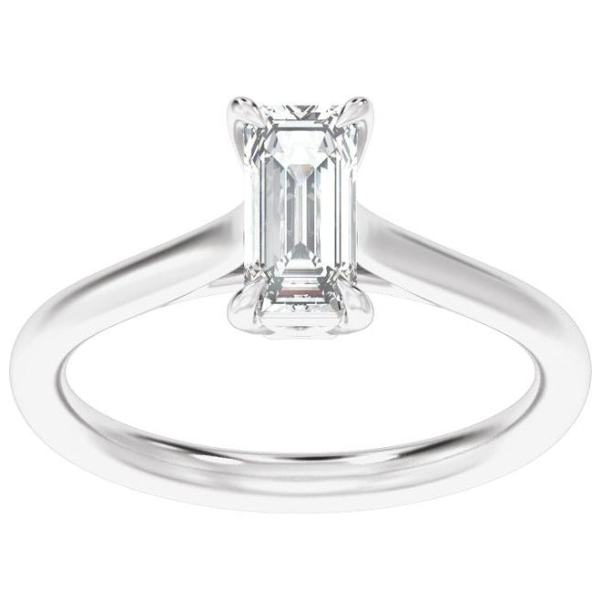 14K Yellow Or White Gold Emerald 8.5 X 4.2 Mm Polished 1 Ctw Lab-Grown Diamond Engagement Ring Size 7