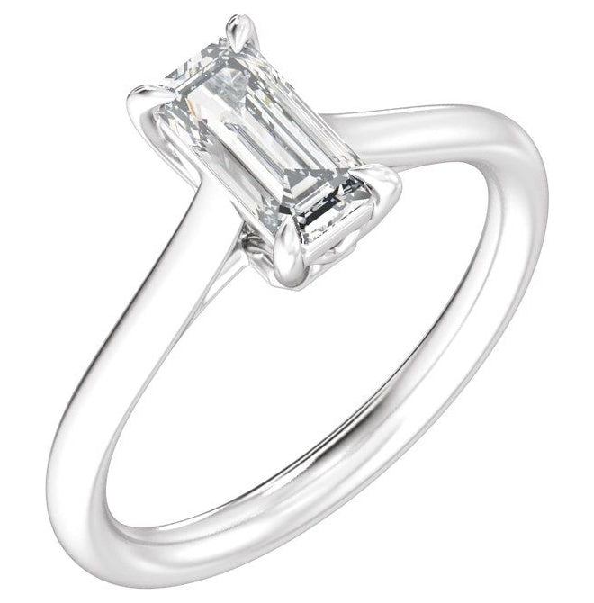 14K Yellow Or White Gold Emerald 8.5 X 4.2 Mm Polished 1 Ctw Lab-Grown Diamond Engagement Ring Size 7