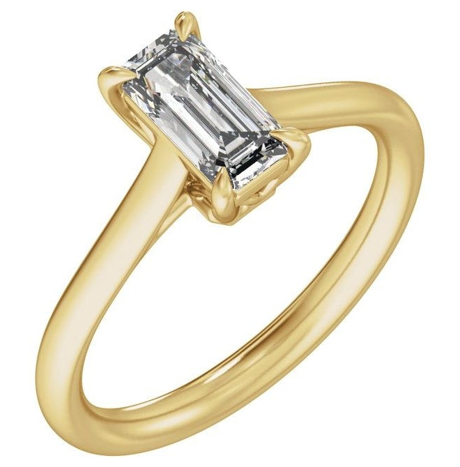 14K Yellow Or White Gold Emerald 8.5 X 4.2 Mm Polished 1 Ctw Lab-Grown Diamond Engagement Ring Size 7