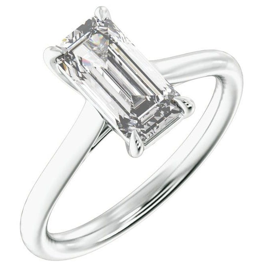 14K Yellow Or White Gold Or Platinum Emerald 10.5 X 5.2 Mm Polished 2 Ctw Lab-Grown Diamond Engagement Ring Size 7