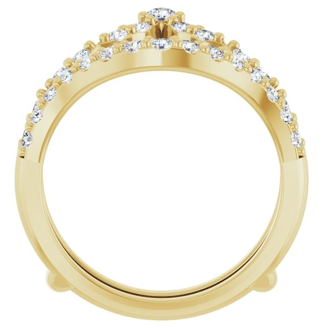 14K Yellow Gold Round 2.5 Mm Polished 3/4 Ctw Lab-Grown Diamond Ring Guard Size 7