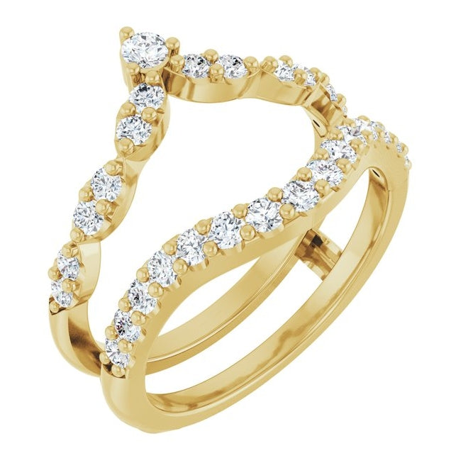14K Yellow Gold Round 2.5 Mm Polished 3/4 Ctw Lab-Grown Diamond Ring Guard Size 7