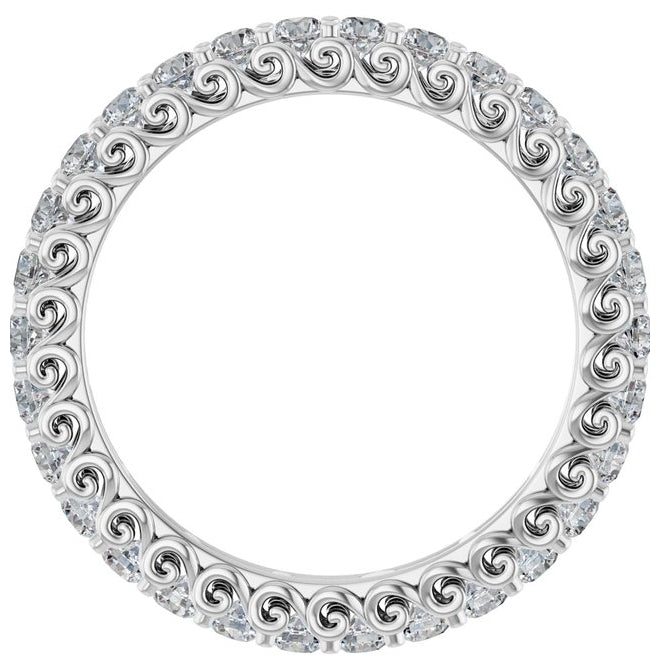 14K White Gold Round 2 Mm Vs, F+  Polished 1 Ctw Lab-Grown Diamond Eternity Band Size 6
