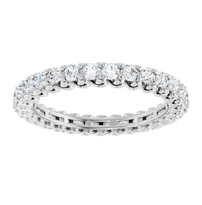 14K White Gold Round 2 Mm Vs, F+  Polished 1 Ctw Lab-Grown Diamond Eternity Band Size 6