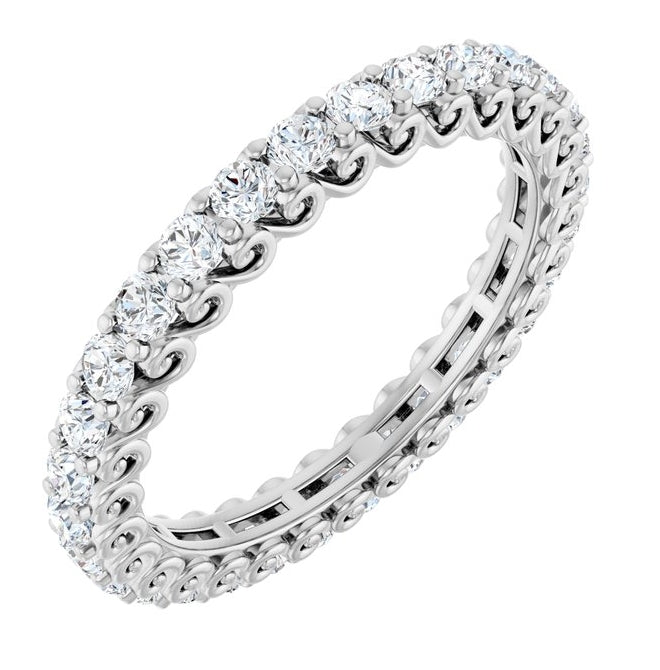 14K White Gold Round 2 Mm Vs, F+  Polished 1 Ctw Lab-Grown Diamond Eternity Band Size 6