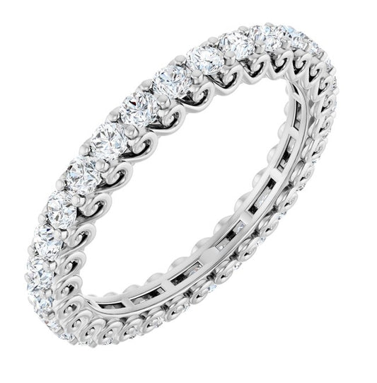 14K White Gold Round 2 Mm Vs, F+  Polished 1 Ctw Lab-Grown Diamond Eternity Band Size 6
