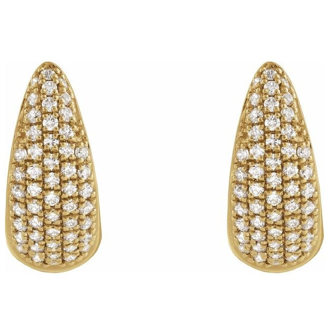 14K Yellow Or White Gold Round 11 Mm x 5 Mm .8Mm I1, G-H Pair Hinged Polished 1/3 Ctw Natural Diamond Cluster Hinged Hoop Earrings