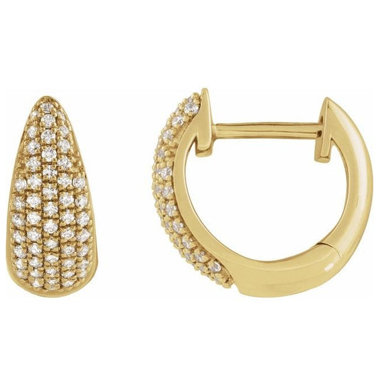 14K Yellow Or White Gold Round 11 Mm x 5 Mm .8Mm I1, G-H Pair Hinged Polished 1/3 Ctw Natural Diamond Cluster Hinged Hoop Earrings