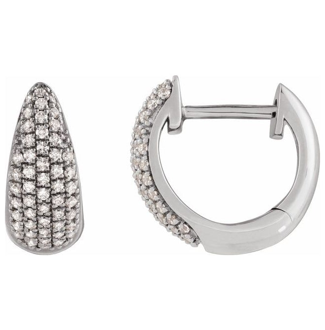 14K Yellow Or White Gold Round 11 Mm x 5 Mm .8Mm I1, G-H Pair Hinged Polished 1/3 Ctw Natural Diamond Cluster Hinged Hoop Earrings