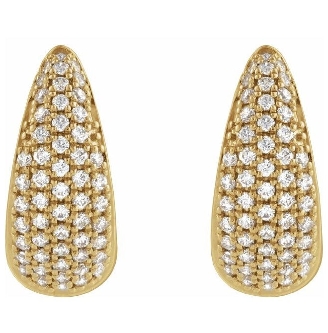 14K Yellow Or White Gold Round 14.75 Mm x 6.5 Mm 1Mm I1, G-H Pair Hinged Polished 1/2 Ctw Natural Diamond Cluster Hinged Hoop Earrings