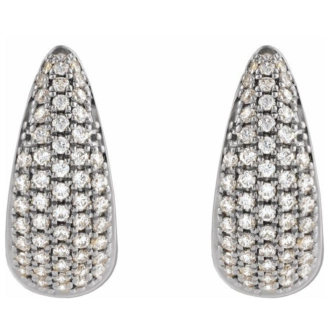 14K Yellow Or White Gold Round 14.75 Mm x 6.5 Mm 1Mm I1, G-H Pair Hinged Polished 1/2 Ctw Natural Diamond Cluster Hinged Hoop Earrings