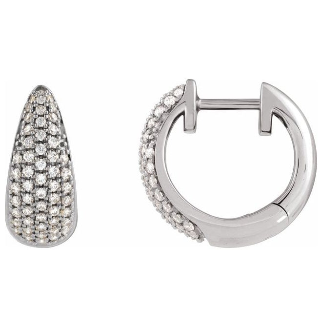 14K Yellow Or White Gold Round 14.75 Mm x 6.5 Mm 1Mm I1, G-H Pair Hinged Polished 1/2 Ctw Natural Diamond Cluster Hinged Hoop Earrings