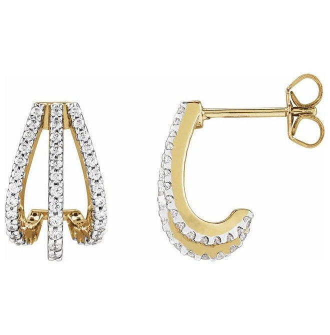 14K Yellow Or White Gold 14 X 7.5 Mm 7.5 Mm Round Pair Friction Backs  Polished 1/2 Ctw Lab-Grown Diamond Hoop Earrings