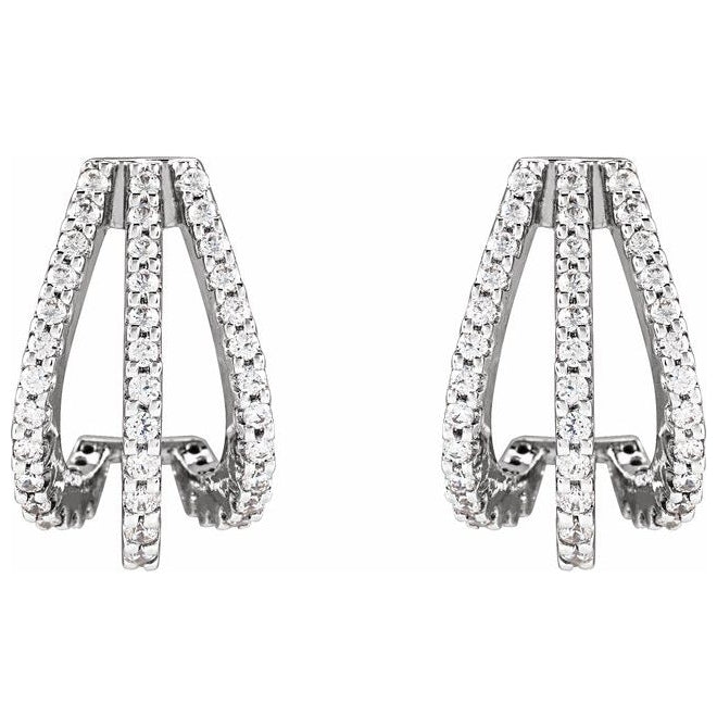 14K Yellow Or White Gold 14 X 7.5 Mm 7.5 Mm Round Pair Friction Backs  Polished 1/2 Ctw Lab-Grown Diamond Hoop Earrings