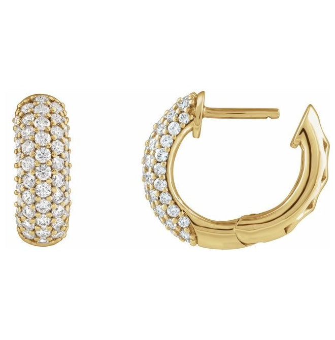14K Yellow Or White Gold Round 14.6 Mm 5.4 Mm Vs, F+ Pair Hinged Polished 1/2 Ctw Lab-Grown Diamond Hoop Earrings
