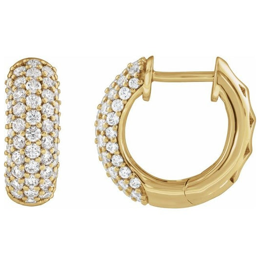 14K Yellow Or White Gold Round 14.6 Mm 5.4 Mm Vs, F+ Pair Hinged Polished 1/2 Ctw Lab-Grown Diamond Hoop Earrings