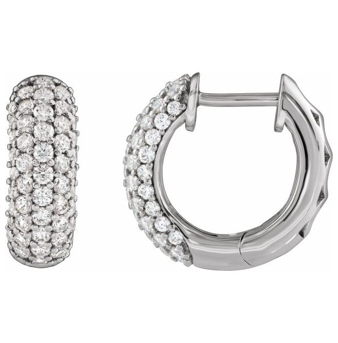 14K Yellow Or White Gold Round 14.6 Mm 5.4 Mm Vs, F+ Pair Hinged Polished 1/2 Ctw Lab-Grown Diamond Hoop Earrings