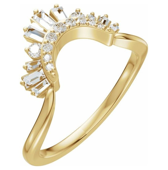 14K Yellow Or White Gold Straight Baguette 3 X 1.5 Mm Polished 1/3 Ctw Natural Diamond Contour Band