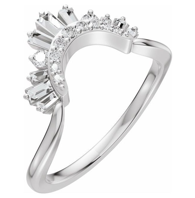 14K Yellow Or White Gold Straight Baguette 3 X 1.5 Mm Polished 1/3 Ctw Natural Diamond Contour Band