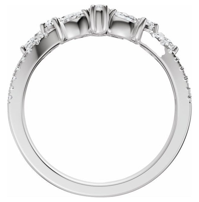 14K White Gold Marquise 4.5 X 2.2 Mm Polished 3/4 Ctw Lab-Grown Diamond Contour Band Size 7