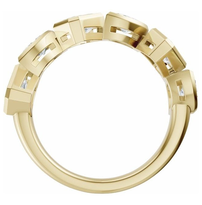 14K Yellow Or White Gold Emerald 4.9 X 3.3 Mm Polished 1 3/4 Ctw Lab-Grown Diamond Anniversary Band