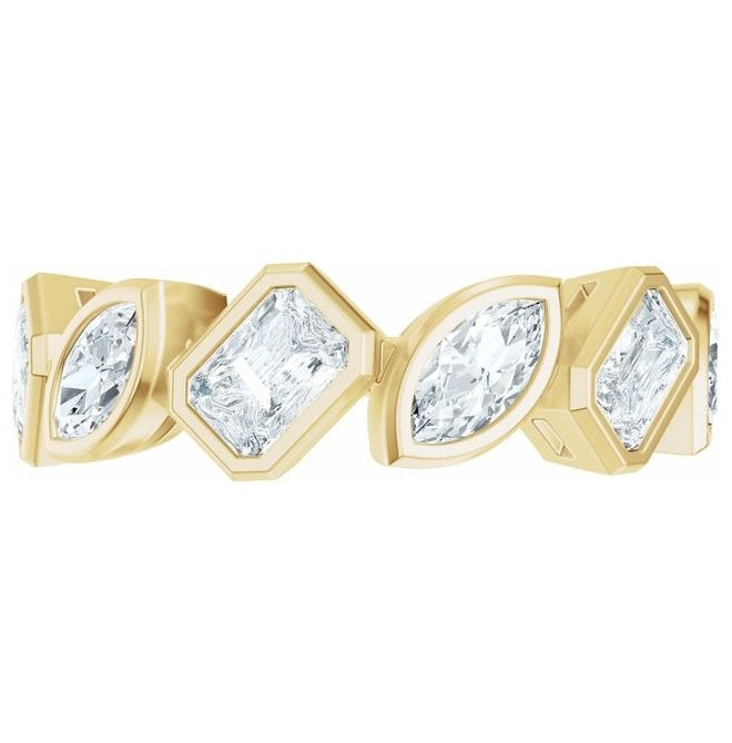 14K Yellow Or White Gold Emerald 4.9 X 3.3 Mm Polished 1 3/4 Ctw Lab-Grown Diamond Anniversary Band