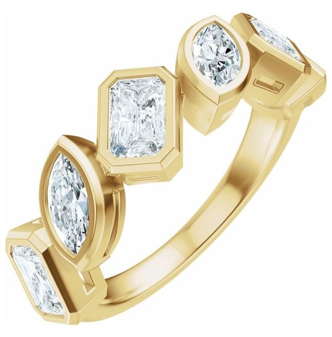 14K Yellow Or White Gold Emerald 4.9 X 3.3 Mm Polished 1 3/4 Ctw Lab-Grown Diamond Anniversary Band