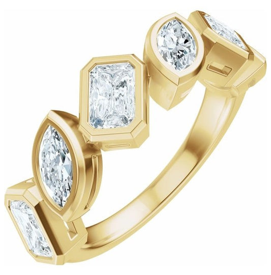 14K Yellow Or White Gold Emerald 4.9 X 3.3 Mm Polished 1 3/4 Ctw Lab-Grown Diamond Anniversary Band
