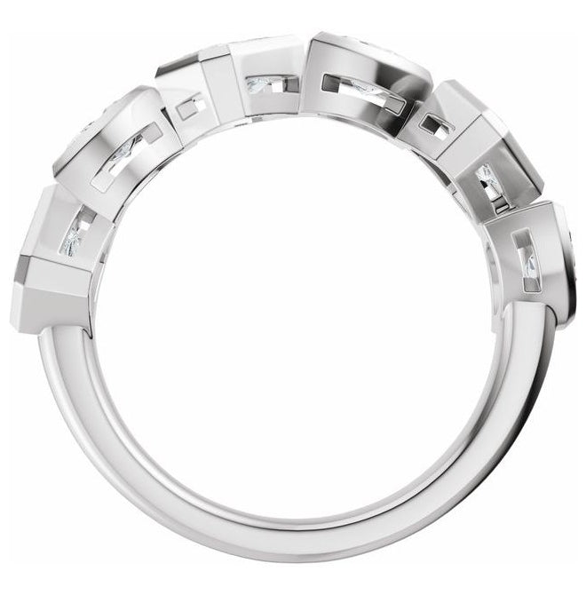 14K Yellow Or White Gold Emerald 4.9 X 3.3 Mm Polished 1 3/4 Ctw Lab-Grown Diamond Anniversary Band