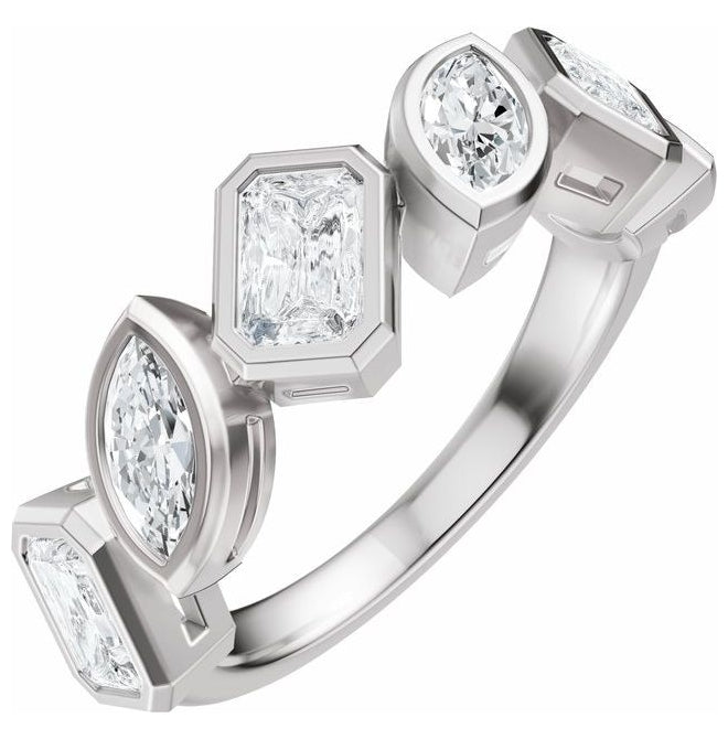 14K Yellow Or White Gold Emerald 4.9 X 3.3 Mm Polished 1 3/4 Ctw Lab-Grown Diamond Anniversary Band
