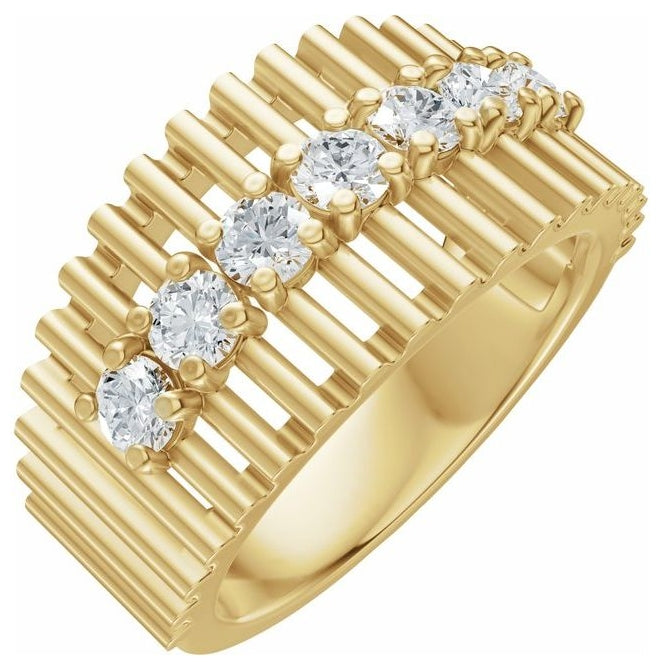 14K Yellow Gold Round 2.9 Mm Polished 5/8 Ctw Lab-Grown Diamond Anniversary Band Size 7