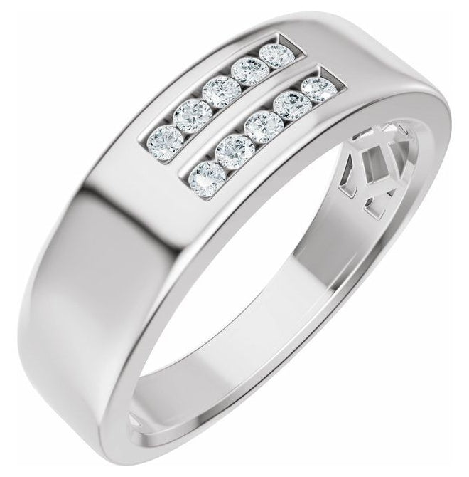 14K Yellow Or White Gold  Round 1.6 Mm 6.7 Mm Vs, F+ Polished 1/6 Ctw Lab-Grown Diamond Band