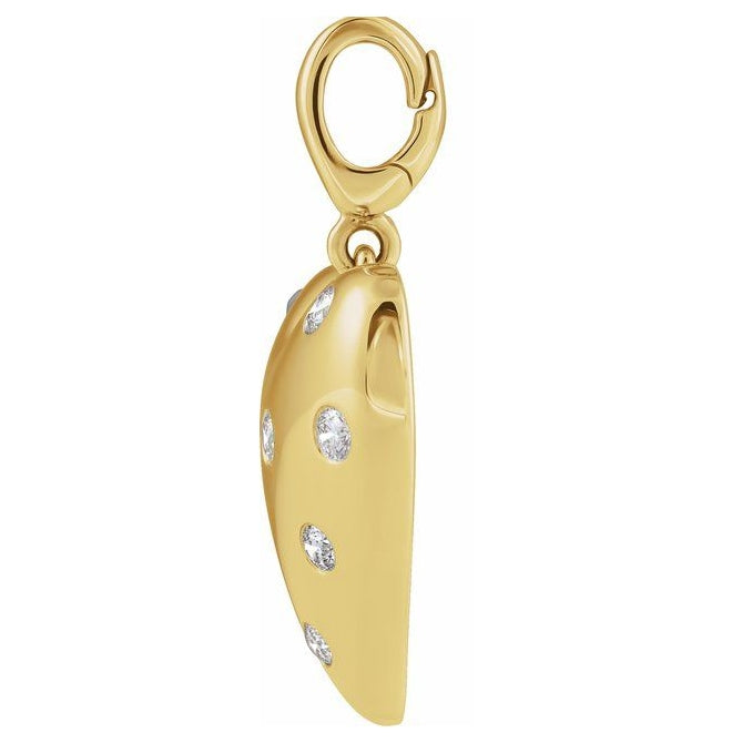 14K Yellow Gold Round 1.6Mm I1, G-H Polished 1/6 Ctw Natural Diamond Puffy Heart Charm/Pendant