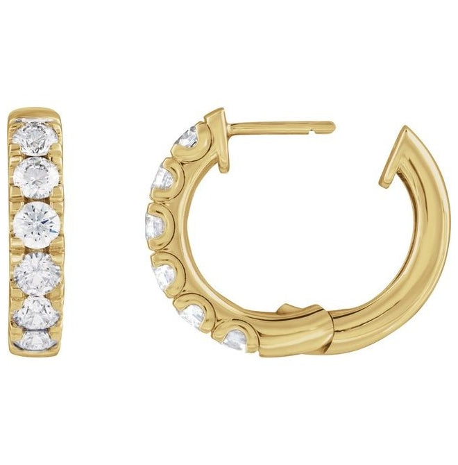 14K Yellow Or White Gold Round 19.45 Mm x 4.3 Mm 3.65 Mm Vs, F+ Pair Hinged Polished 2 1/4 Ctw Lab-Grown Diamond Hoop Earrings