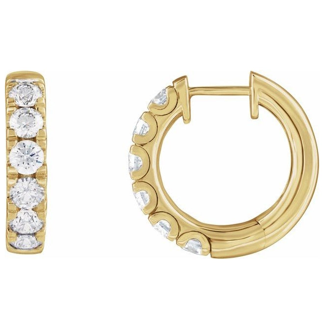 14K Yellow Or White Gold Round 19.45 Mm x 4.3 Mm 3.65 Mm Vs, F+ Pair Hinged Polished 2 1/4 Ctw Lab-Grown Diamond Hoop Earrings